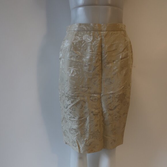 NWT Womens Escada Silk-Linen Champagne Floral Design Skirt 38 EUR/US M - Picture 1 of 7